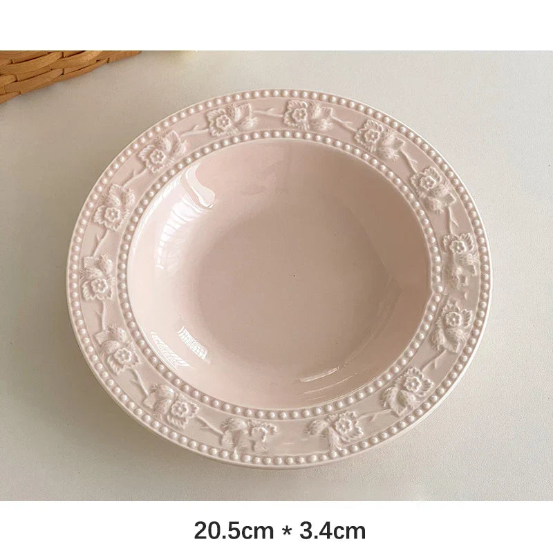 Round Porcelain Dinnerware Dessert Cake Afternoon Tea Fruit Plates
