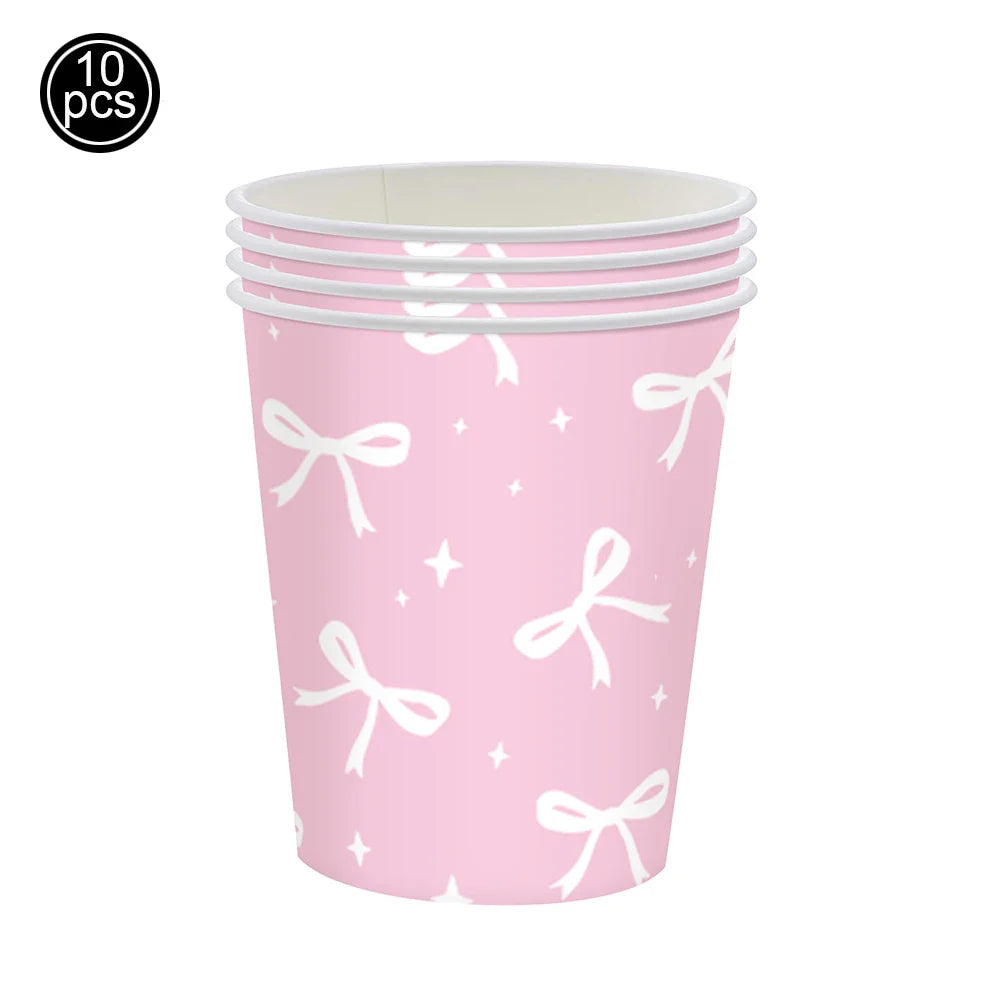 Pink Bow Paper Baking Cups Cupcake Wrappers Bow Cupcake Toppers