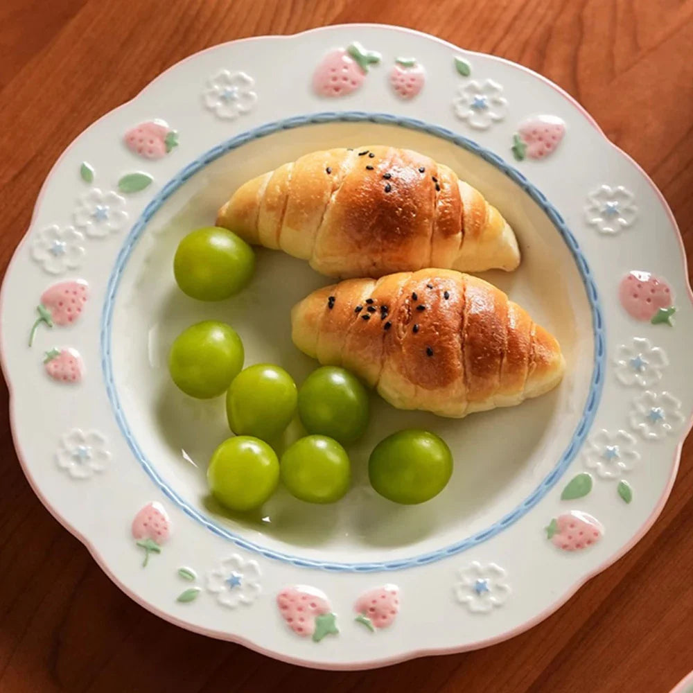 Cute Strawberry Ceramic Porcelain Tableware