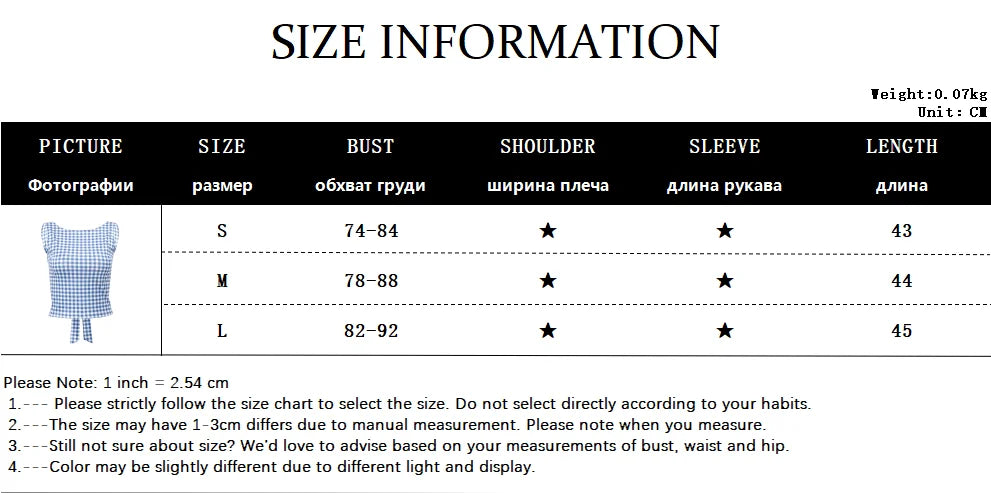 Fashion Bow Backless Tank Top Casual Streetwear Plaid Print Sleeveless Crop Tops Summer Slim Fashion Corsets