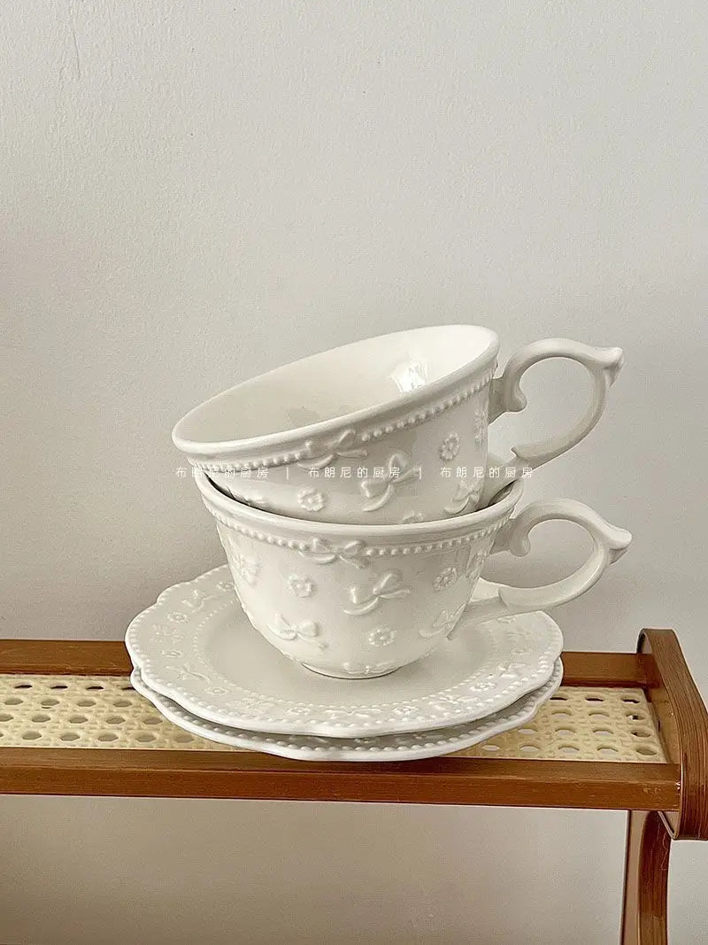 White French Lace Cup and Plate Set
