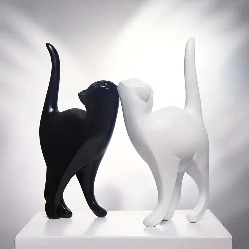 Resin Couples Cat Statues for Home Decorations Animal Figurine Home Decor Sculpture