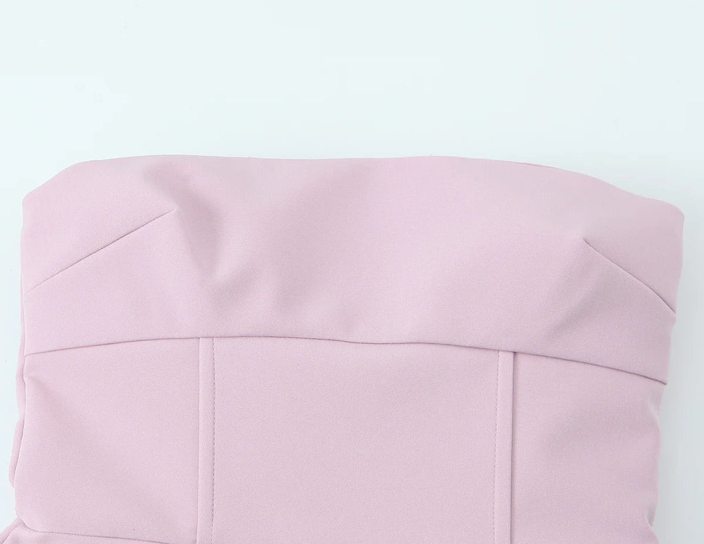 Sexy Chic Pink Women Dress Strapless Bow A-Line Mini Dress