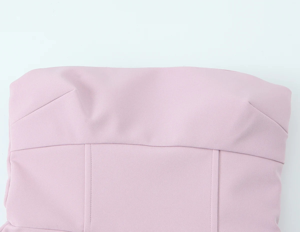 Sexy Chic Pink Women Dress Strapless Bow A-Line Mini Dress