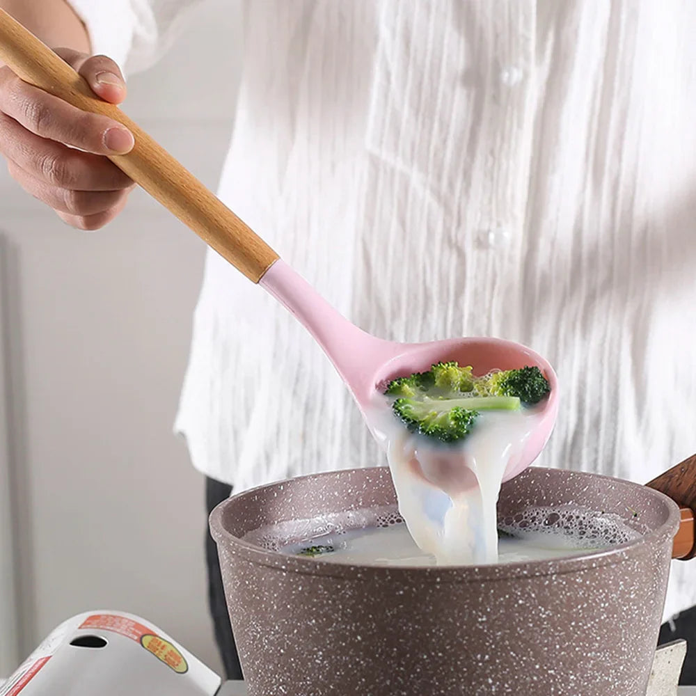 Food Grade Silicone Kitchenware Cooking Tools Cookware Set High Temperature Spatula Spoon Anti-scald Kitchen Tools