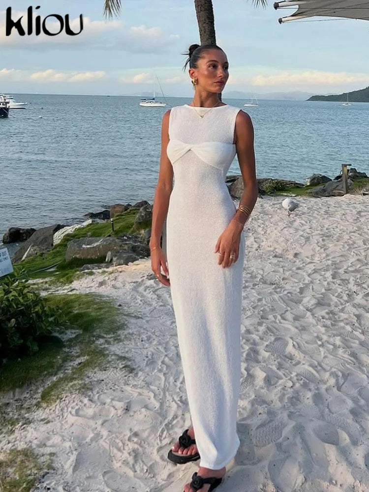 Knit Midi Pink Sweet Tanks Slim Dress