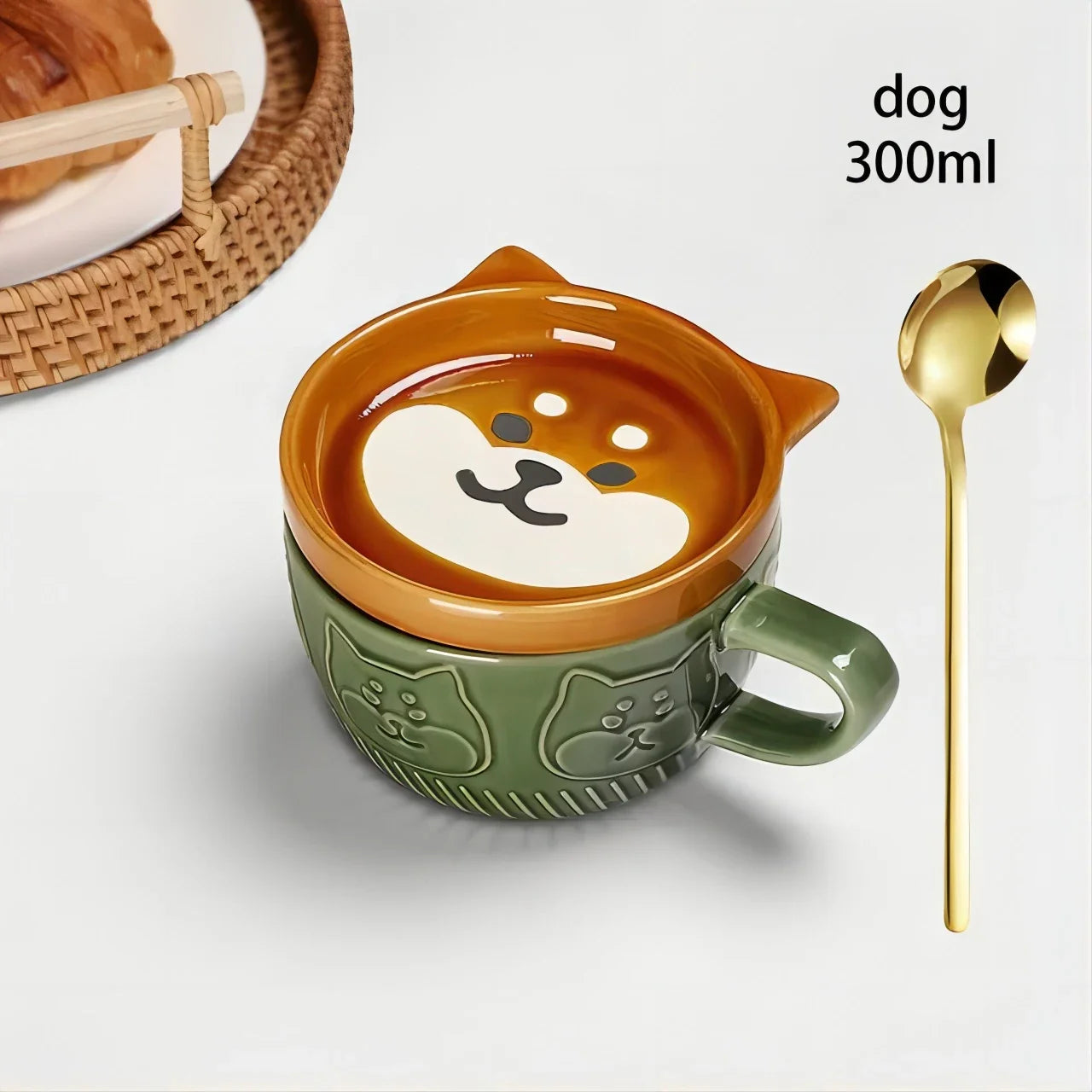 Cartoon Animal Ceramic Cup with Lid Mug Porcelain Home Kitchenware