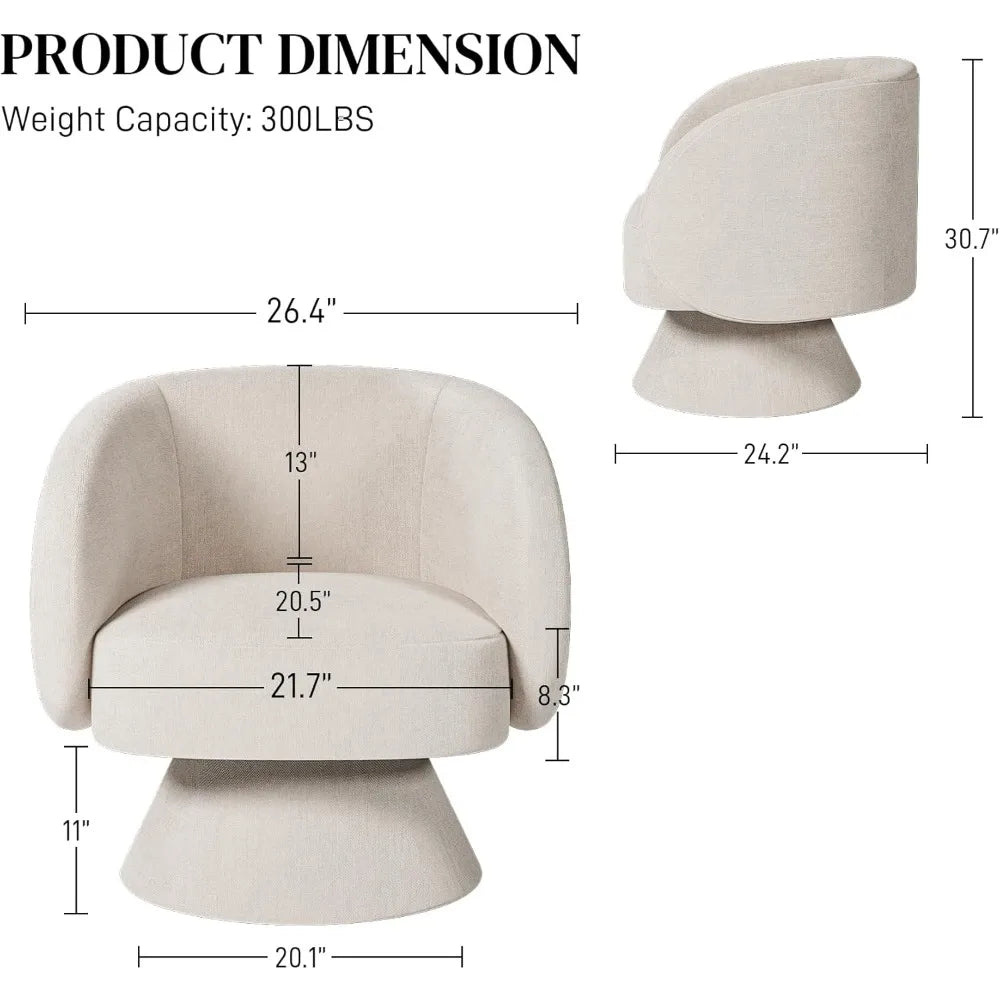 Swivel Barrel Chairs, Upholstered Swivel Cuddle Accent Chairs for Living Room, Comfy 360 Degree Modern Small Round