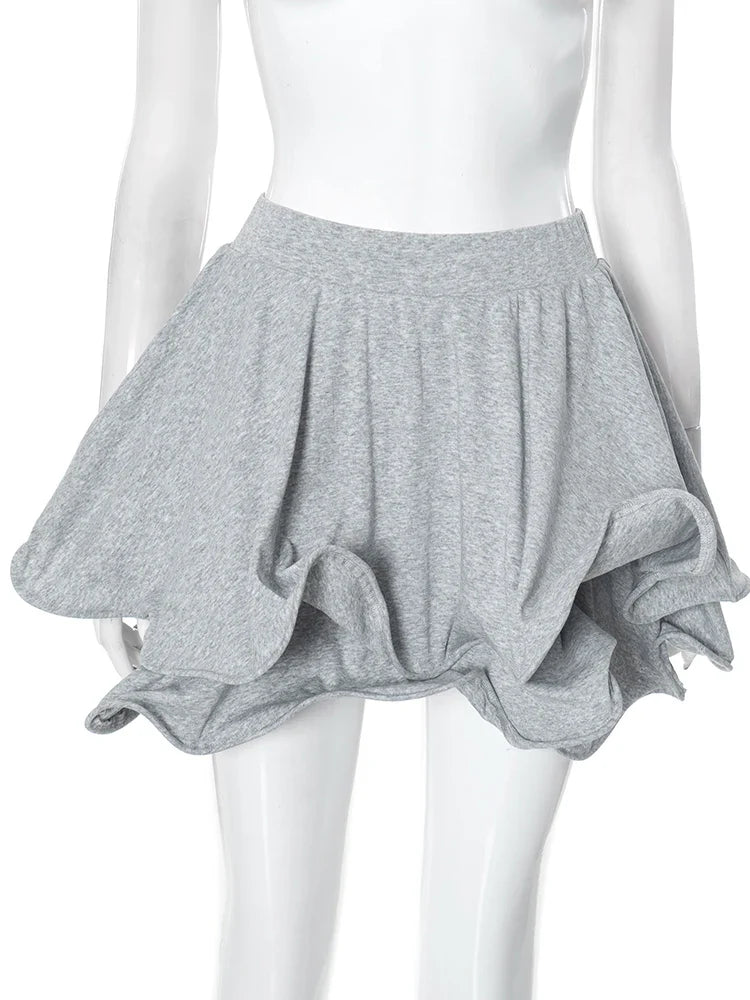 Irregular Tierred Mini Skirts Women Y2K Chic Puffy Wild Basic Coquette Style