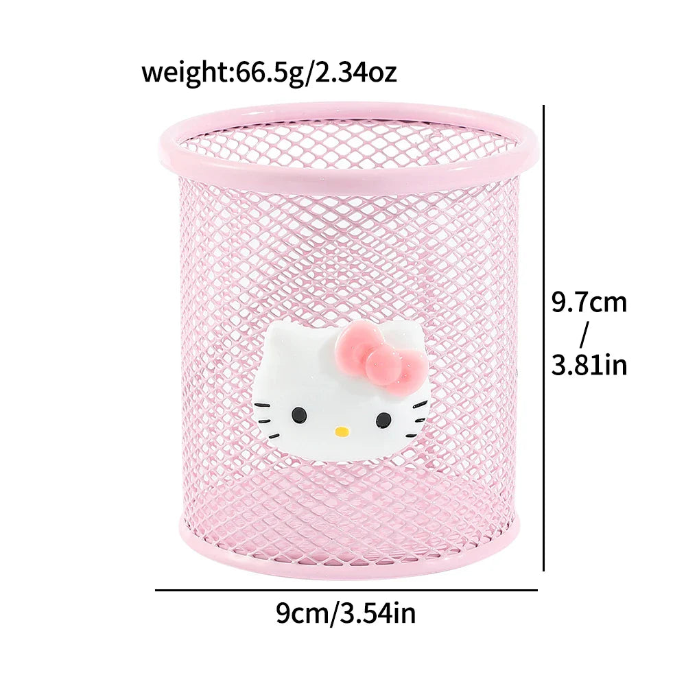 Sanrio Series Cute Hello Kitty Fashion Pen Holder Desktop Decorations Anime Fans Girl Creative Round Pen Holder