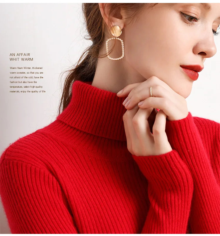 Women Fall Turtleneck Sweater Knitted Soft Pullovers Cashmere Jumpers Basic Soft Sweaters For Women Autumn Winter