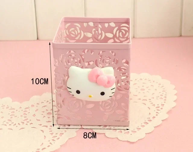 Hello Kitty Sanrio Animation Peripheral Cartoon Children's Pen Holder Creative Kawaii Desktop Storage Box Ornaments
