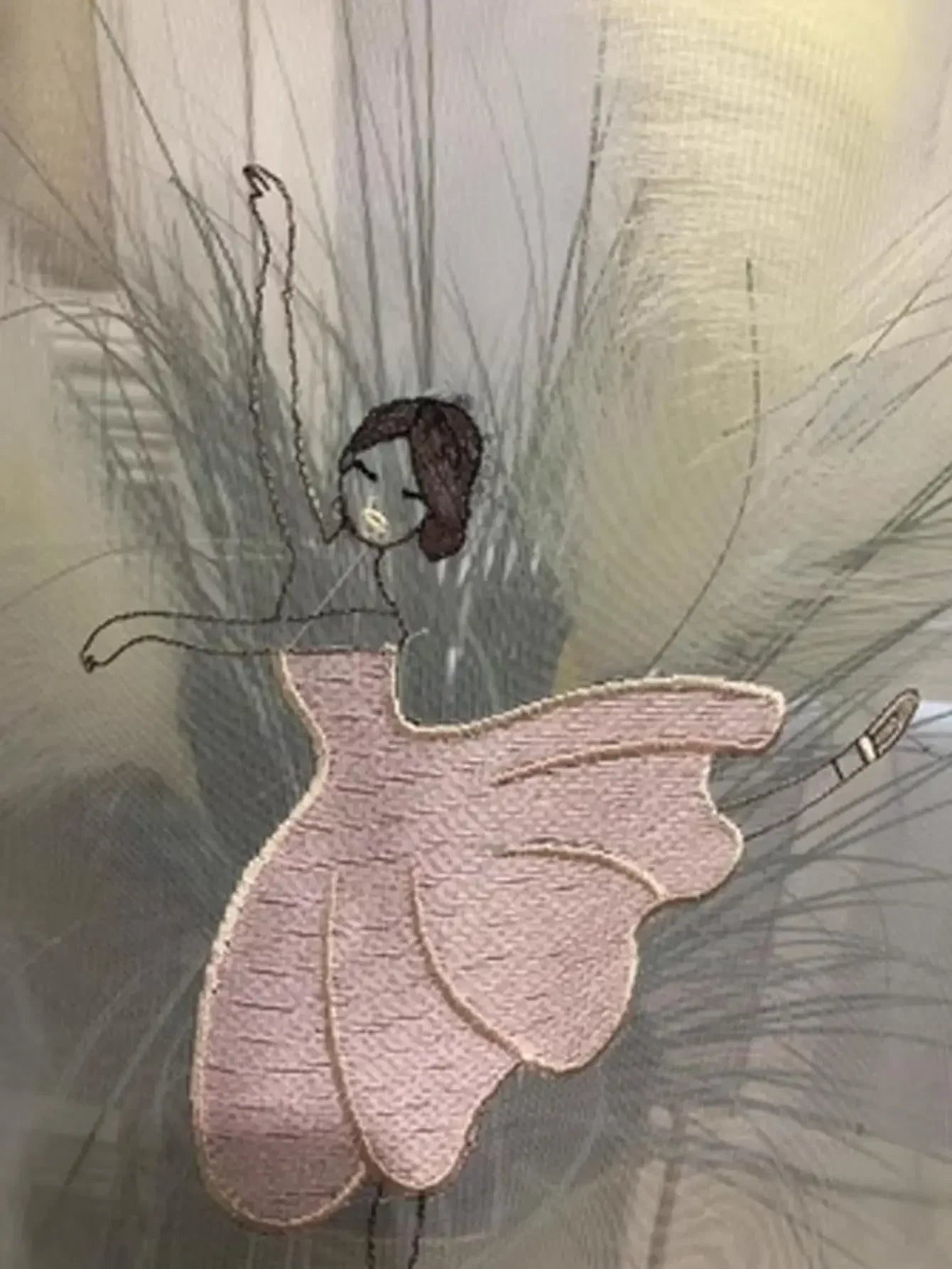 Pink Ballet Embroidered Gauze  Curtains for Living Room Finished Window Curtains for Bedroom