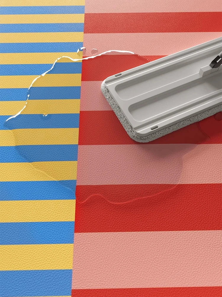 Kitchen Carpet PVC Waterproof and Oil-proof Carpet Easy To Clean Cushioning Rugs Artistic Striped Decorative Carpet Mats