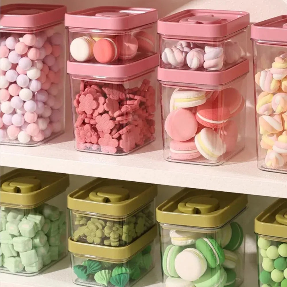 New With Lids Food Storage Box Large Capacity Moisture-proof Stackable with Handle Sealed Storage Pots Kitchen