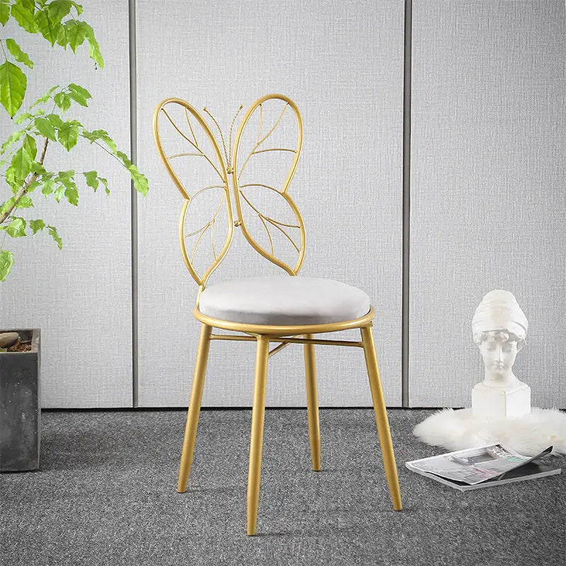 Modern Velvet Bow Stool - Nordic Vanity Chair with Backrest, Luxe Makeup Stool for Bedroom, Instagrammable Pink Accent Seat