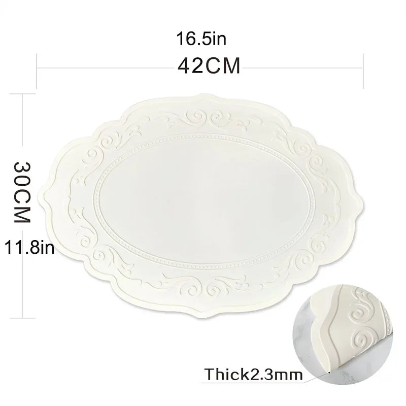 Silicone Carved Dining Mat Retro Pattern Table Mat Floral Placemat