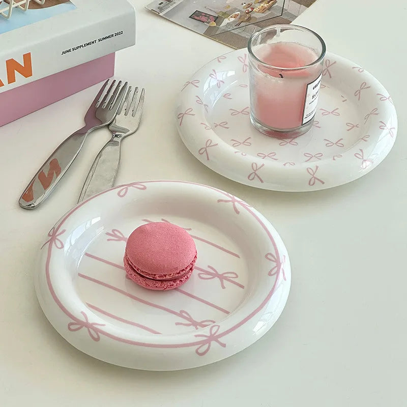 Heart Bow Ceramic Tableware Set Creative Breakfast Dessert Cake Plate