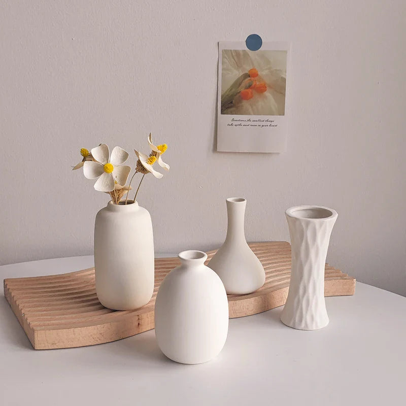 Ceramic Vase White Flower Pot Nordic Decorative Vase Dry Flower Vases for Home