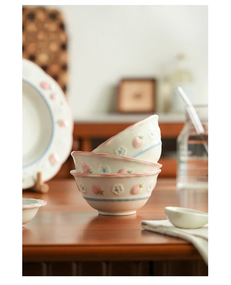 Cute Strawberry Ceramic Porcelain Tableware