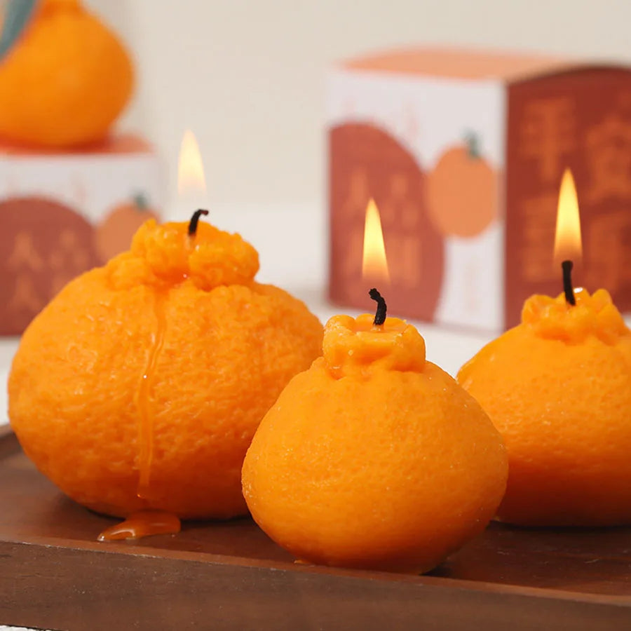 Orange Aromatherapy Candle Soy Wax Creative Gift Shooting Props Scene Decoration Ornament