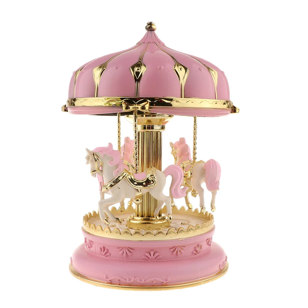 New Carousel Horse Music Box Resin Merry-go-round Musicical Box Home Desktop Decoration