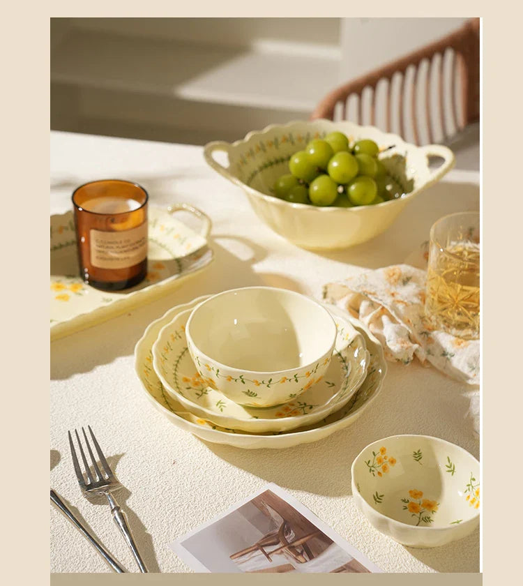 Porcelain Plate French Style Floral  Tableware