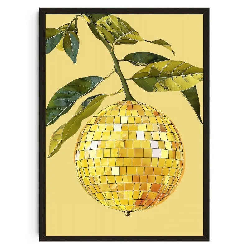 Retro Abstract Fruit Disco Ball Orange Miorrorball Creative Poster Canvas Paintings Wall Art Pictures