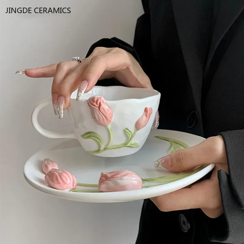 Exquisite Tulip Ceramic Plate High Appearance French Tableware