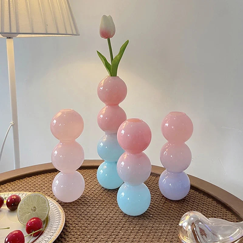 Glass Bubble Vases Hydroponic Flower Vase Creative Spherical Flower Vases Stained Bubble Glass Vase Home Office Decor