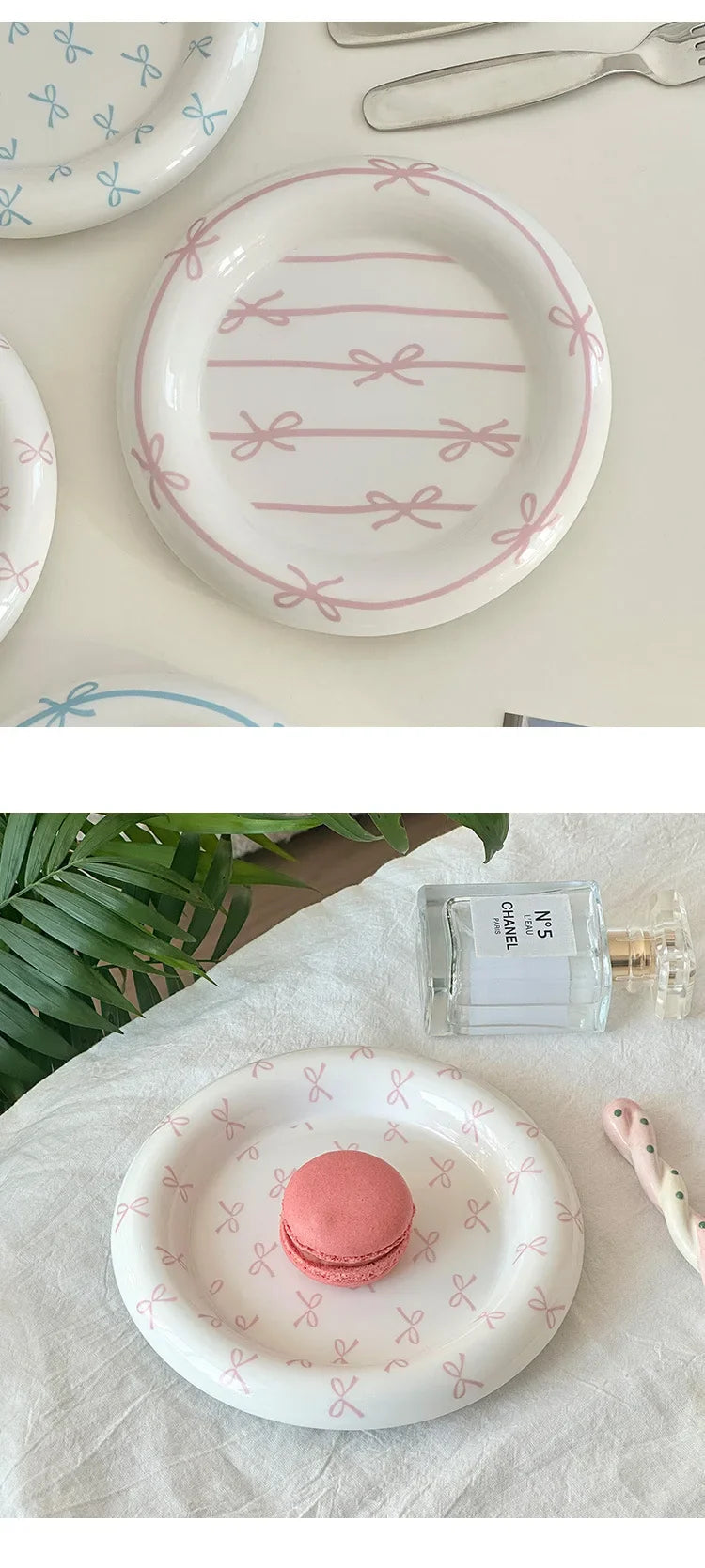 Heart Bow Ceramic Tableware Set Creative Breakfast Dessert Cake Plate