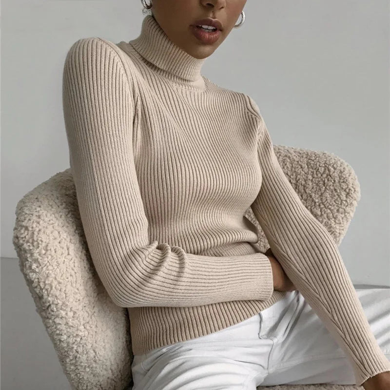 Women Fall Turtleneck Sweater Knitted Soft Pullovers Cashmere Jumpers Basic Soft Sweaters For Women Autumn Winter