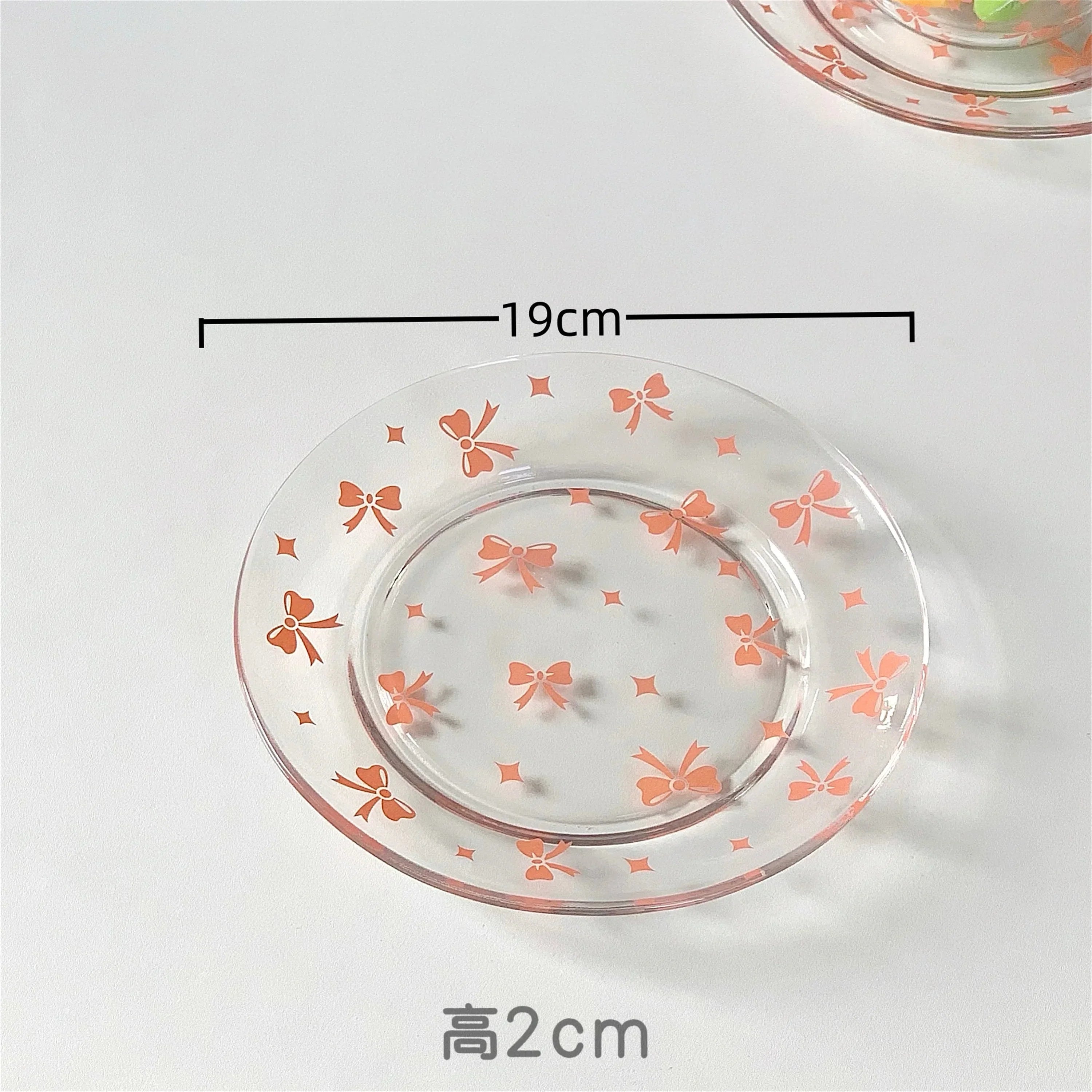 Pink and Blue Bow Glass Plate Plate