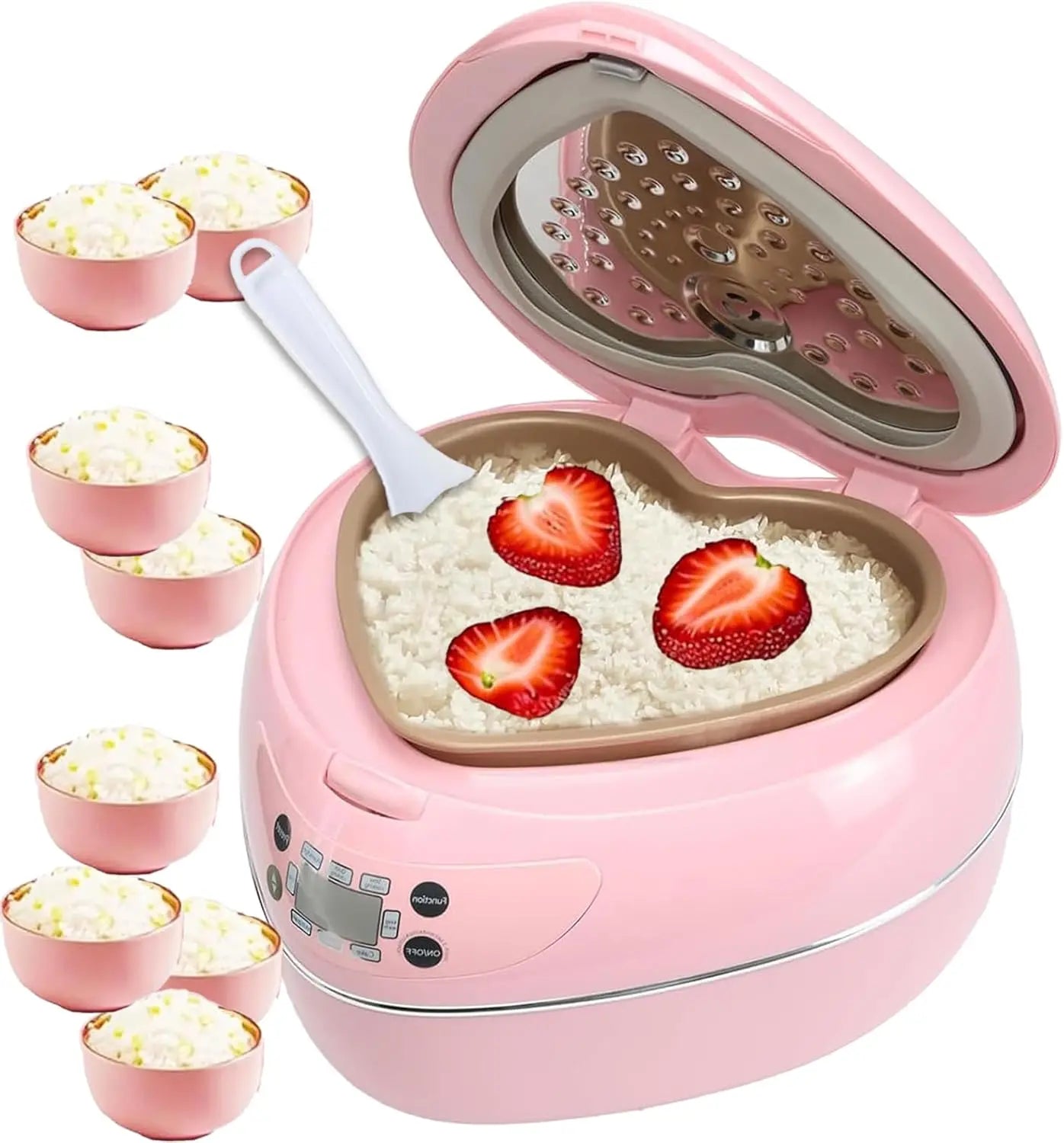 Pink Rice Cooker, Smart Rice Cooker 8 Cup With Delay Preset Timer And Auto Thermostat, Keep Food Warm