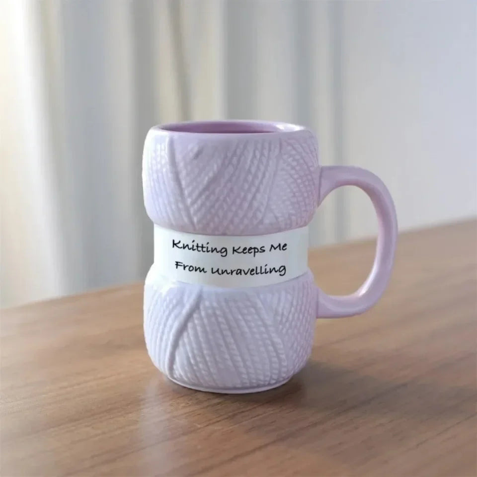 Novelty Knitted Ceramics Mug Cute Colorful Wool Tea Handle Drinkware