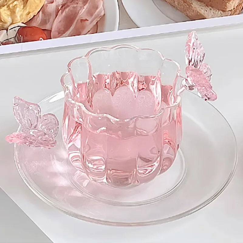 Glass Butterfly Cup Handmade Creative Transparent Tea Cup Heat-Resistant