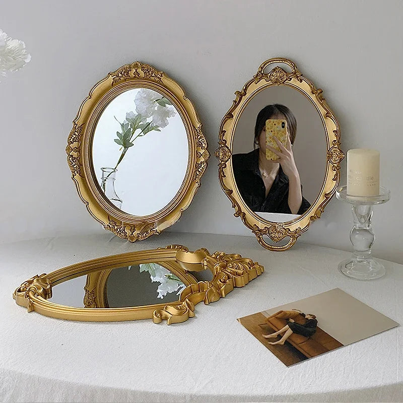 Vanity Mirrors Baroque Frame Mirror Gold Shield Wall Decorative Mirrors Plate