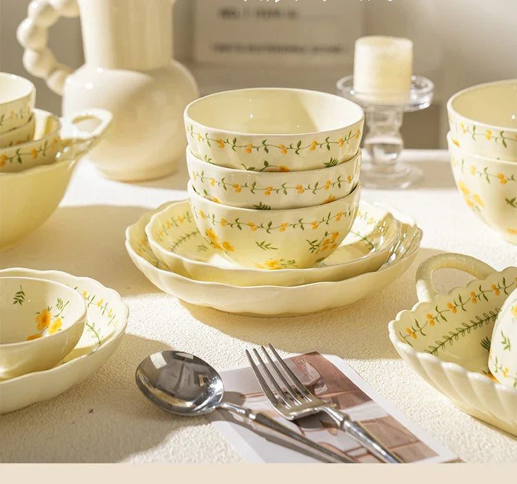 Porcelain Plate French Style Floral  Tableware