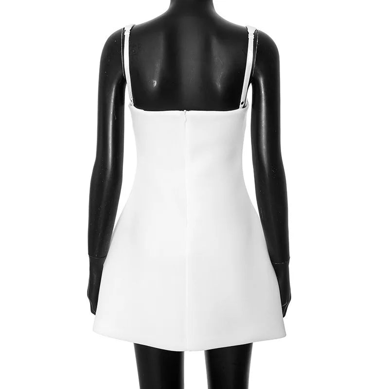 Waist Wrap Elegant A-line Dress Women Spaghetti Strap Mini Spring Summer Dress Backless Sexy Party Dress