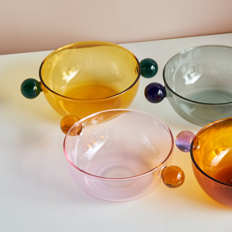 Ice cream Bowl with Handle Glass Bowl Heat Resistant Glass