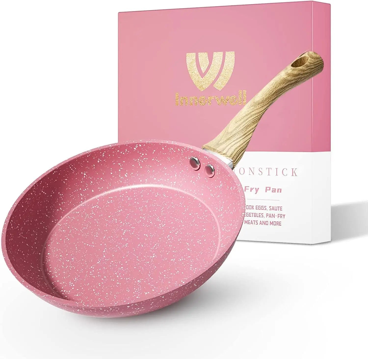 Nonstick Frying Pan 9.5in Pink PTFE PFOA-Free Omelet Skillet for Kitchen Toxin-Free