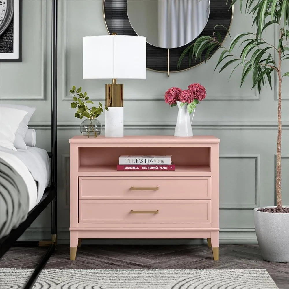Westerleigh Wide Nightstand, Pale Pink