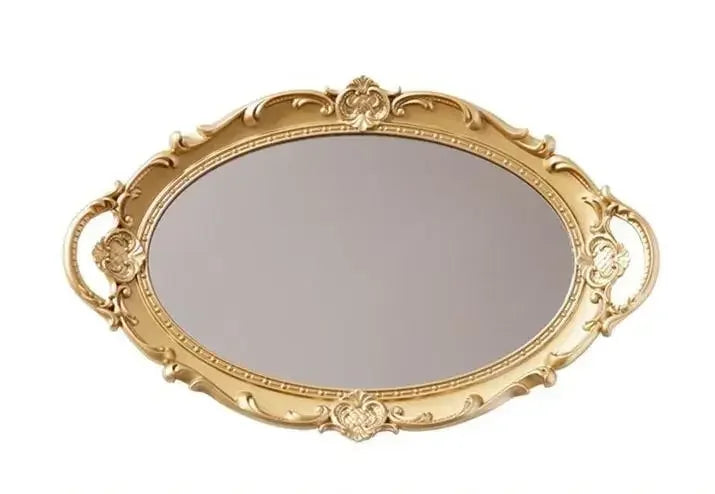 Vintage Oval Jewelry Display Tray Mirror