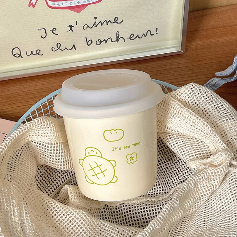 Colorful Polka Dot Smiling Face Holding Ceramic Cup