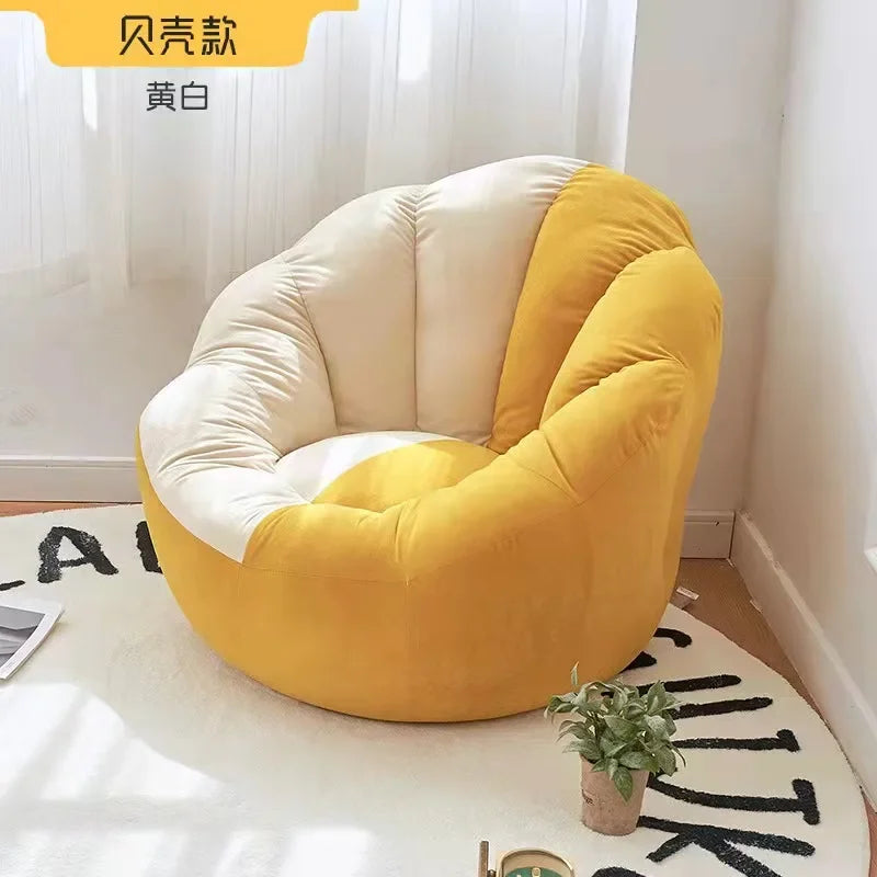 Kawai Curved Bean Bag Sofa Pink Lazy Exterior Sitting Bean Bag Sofas Comfortable Reclining Furniture