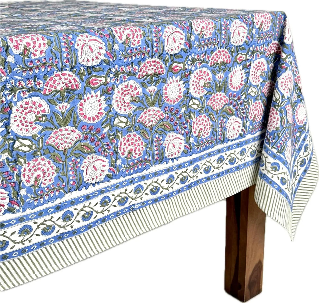 Clover Pink 100% Cotton Floral Linen Cloth Table