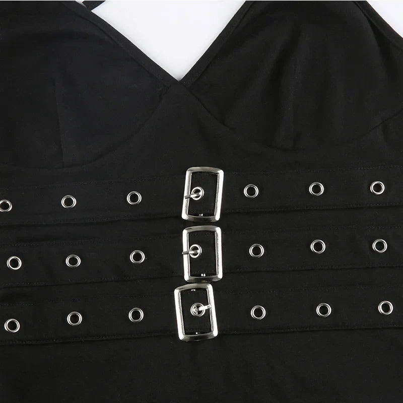 Y2K Bandage Crop Top Black Backless  Top Lace Up Cute Party Beach Summer Sweats Women Retro Basic Mini Vest Punk