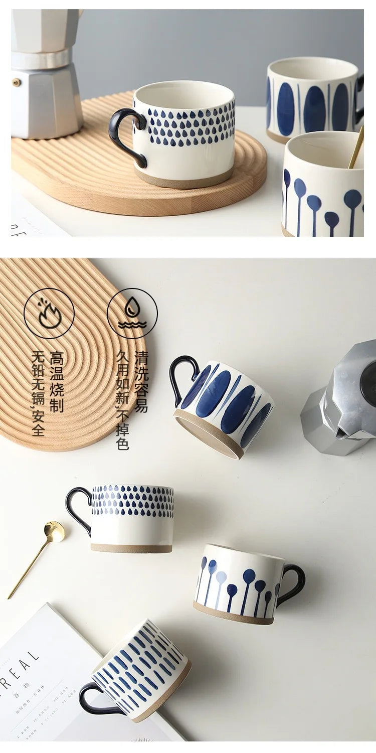 Japanese Coarse Color Ceramic Water Cup Hand Painted Teacup Coffee Underglaze Mug