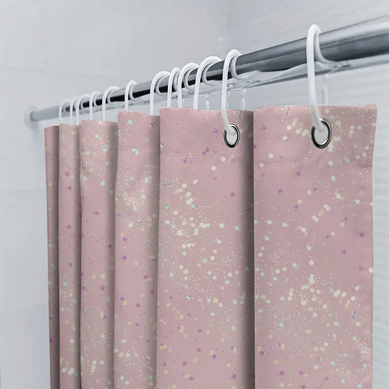 Sparkling Stars Shower Curtain Pink Pastel Decor for Bathroom