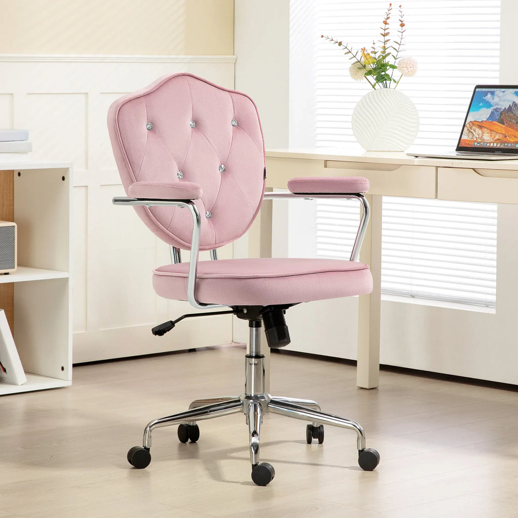 Cute Velvet-Feel Fabric Vanity Chair, Pink